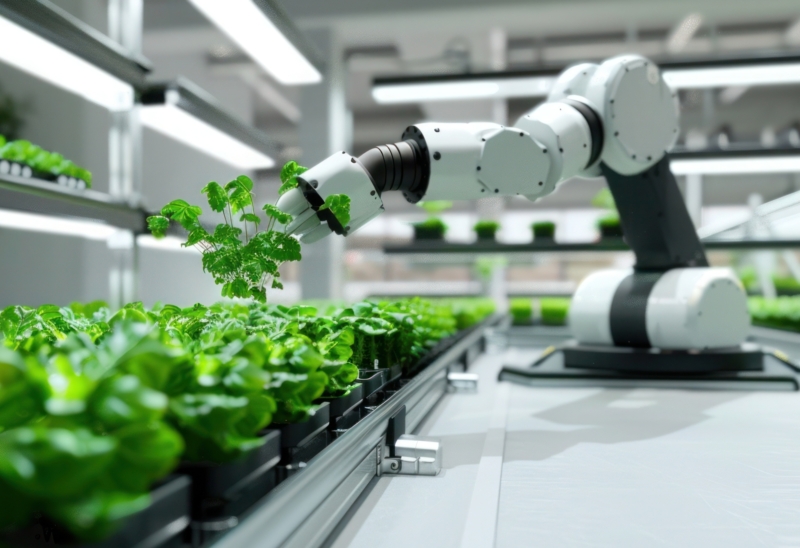 Photo,Of,A,Robot,Arm,Caring,For,Plants,In,An
